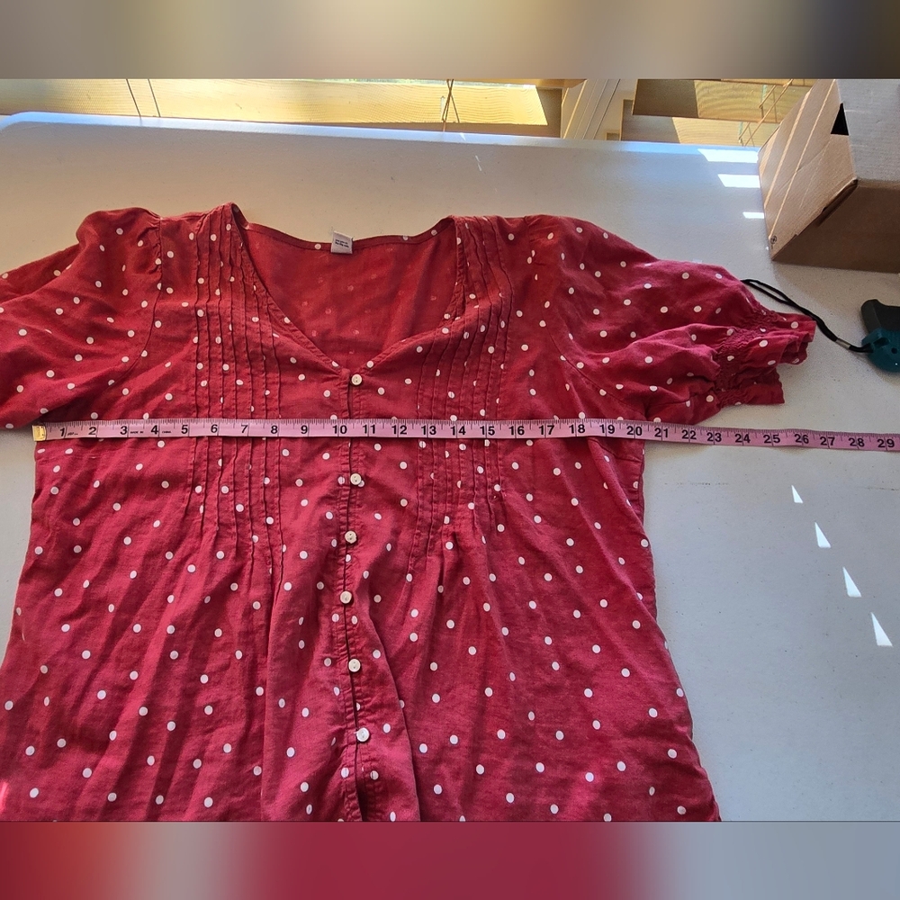 Old Navy Short Sleeve Polka Dot Top Pink Medium - Picture 4 of 5